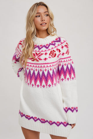 FAIR ISLE SWEATER DRESS - IVORY