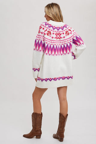 FAIR ISLE SWEATER DRESS - IVORY