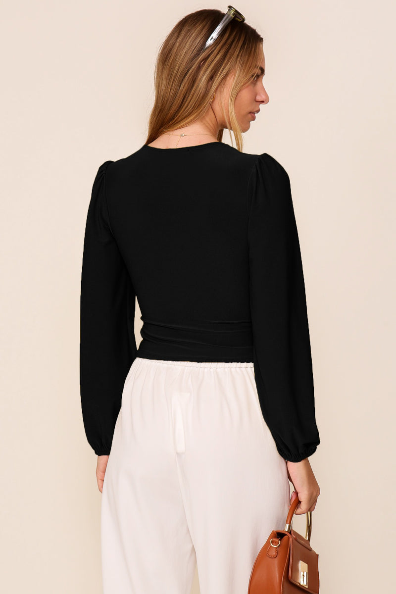 Night Out Cut Out Long Sleeve Top (Black)