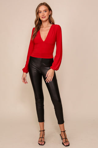 Night Out V-Neck Top (Red)