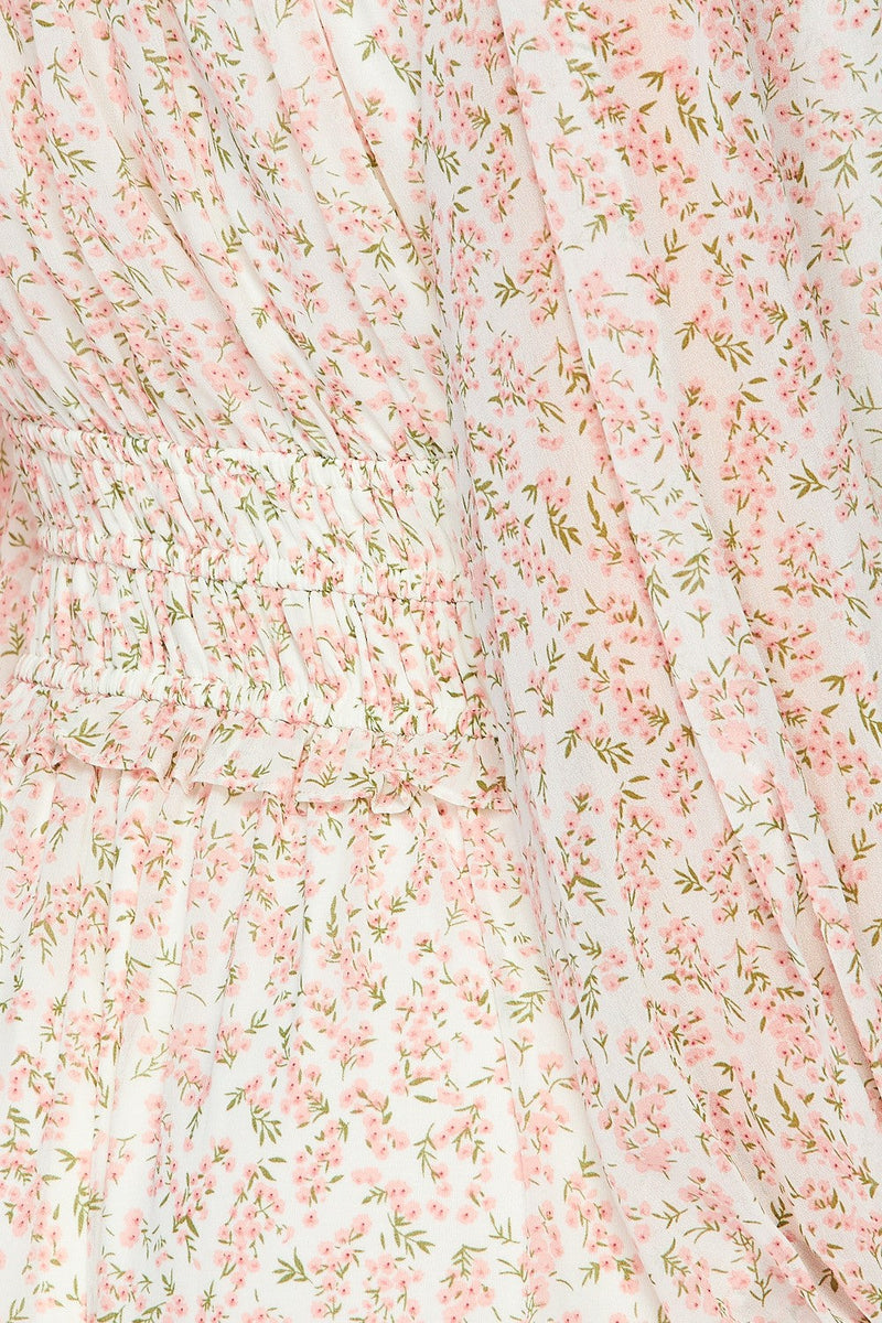 Floral Print Long Sleeve V-Neck Maxi Dress