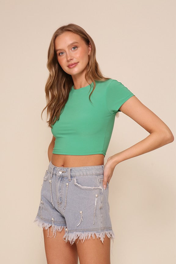 Round Neck ITY Top (KELLEY GREEN)
