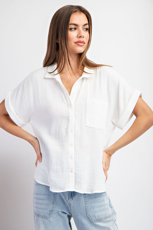 SOFT WASHED SHORT SLEEVE TOP (WHITE)