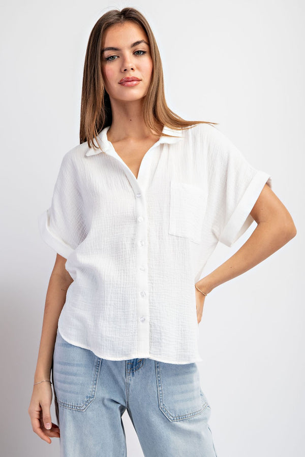 SOFT WASHED SHORT SLEEVE TOP (WHITE)