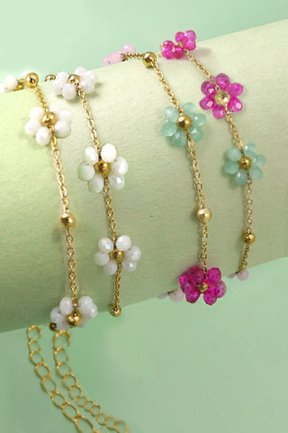 SUMMER MULTI BEADED FLOWER CHARM BRACELETS