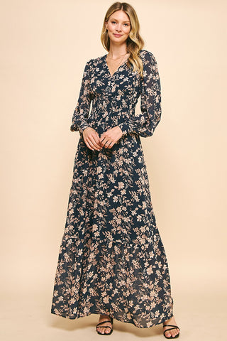 FLORAL PRINT (NAVY) MAXI DRESS