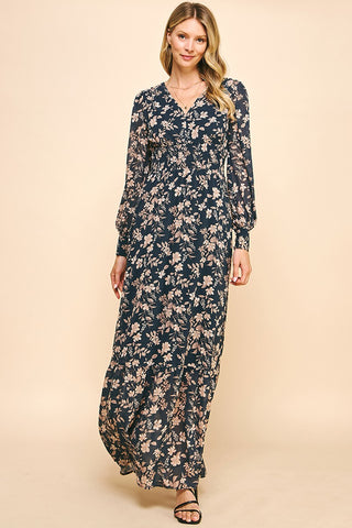 FLORAL PRINT (NAVY) MAXI DRESS