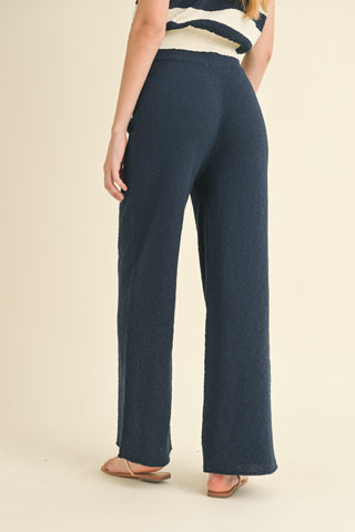 STRAIGHT LEG KNITTED (NAVY) PANTS