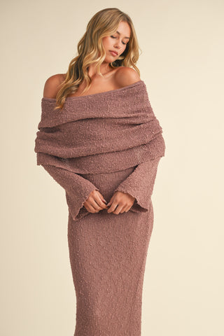 SWEATER OFF SHOULDER MAXI DRESS