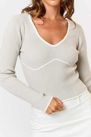 CONTRAST BINDING SWEATER TOP