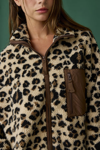 Emery Leopard Print Fleece Jacket