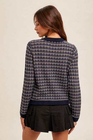 TWEED SWEATER CARDIGAN (NAVY)