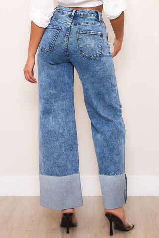 HIGH WAISTED WIDE LEG JEANS IN VINTAGE TINTED WASH