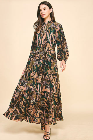 FLORAL PRINT (BLACK MULTI) MAXI DRESS