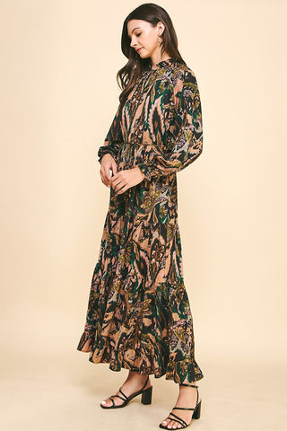 FLORAL PRINT (BLACK MULTI) MAXI DRESS