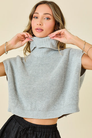 BOXY SWEATER CROP TOP (GREY)