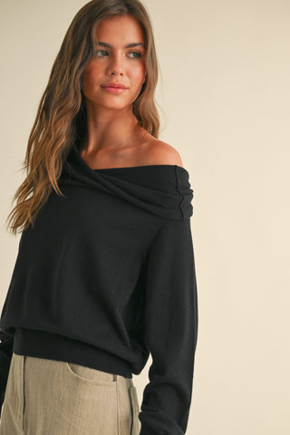 OFF SHOULDER KNITTED TOP (BLACK)