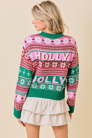 HOLLY JOLLY MULTI COLORED SWEATER TOP