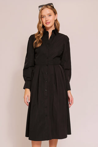 BUTTON DOWN COLLARED DRESS (BLACK)