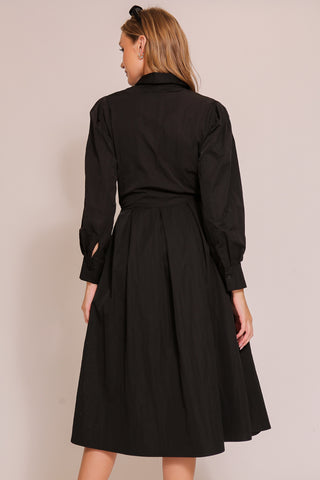 BUTTON DOWN COLLARED DRESS (BLACK)