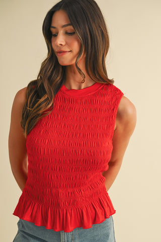 Ruffle Hem Knit Tank Top