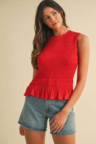 Ruffle Hem Knit Tank Top
