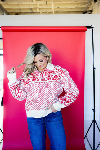 Snowflake Button-Up Winter Sweater