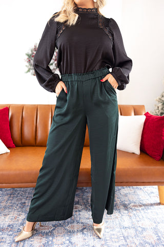 ISOLDE WIDE LEG SATIN PANT (GARLAND GREEN) - Z SUPPLY