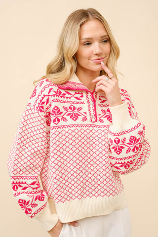 Snowflake Button-Up Winter Sweater