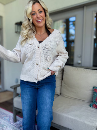 ROSETTA 3D KHIT FLOWERS CARDIGAN - SADIE & SAGE