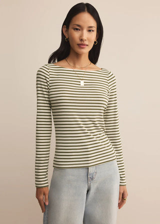 PRISTINE RIB STRIPED TEE (OLIVE) - Z SUPPLY