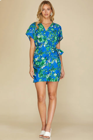 FLORAL PRINTED DRESS (Blue/Green)