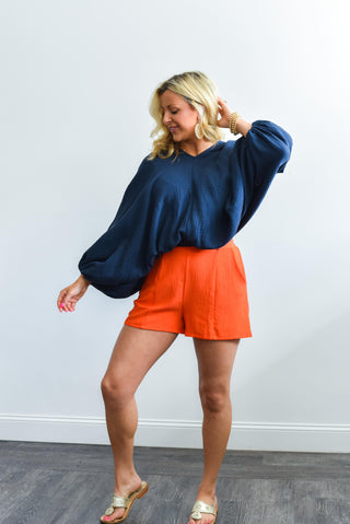 Date Night Shorts in Red/Orange - Sadie and Sage