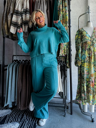 Terry Wide Leg Set (Slate Green)