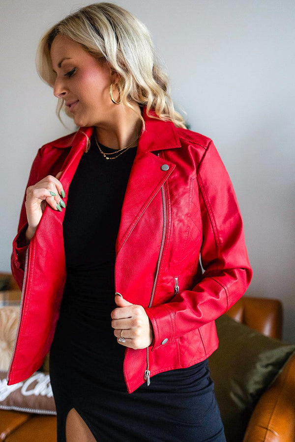 On Record Red Faux Leather Jacket