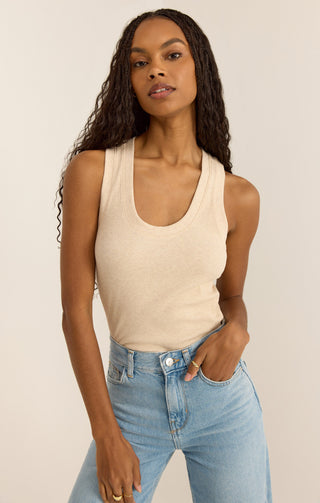 SIRENA RIB TANK (LIGHT OATMEAL HEATHER) - Z SUPPLY