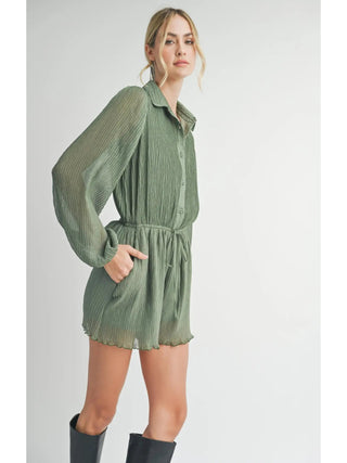 GATHERING BUTTON UP ROMPER -Sadie & Sage