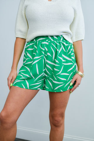 Zebra Vibrant Print Shorts (Green)