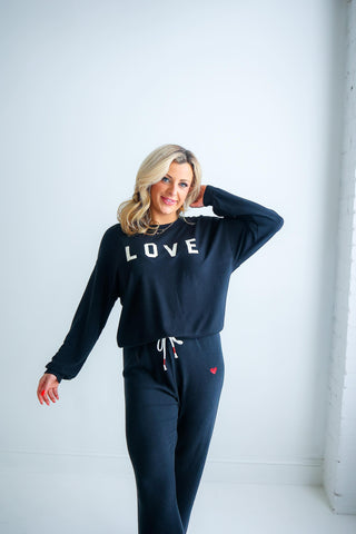 TEAM LOVE LONG SLEEVE TOP (BLACK) - Z SUPPLY