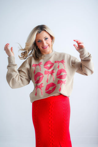 Preppy Galentine's (Tan) Sweatshirt