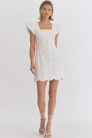 White Quilted Mini Dress