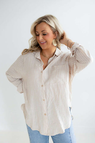 PERFECT LINEN STRIPE TOP (PUTTY) - Z SUPPLY