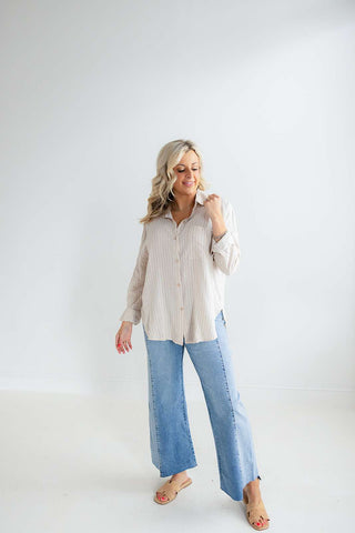 PERFECT LINEN STRIPE TOP (PUTTY) - Z SUPPLY