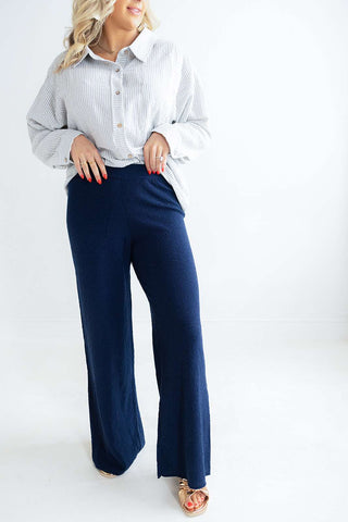 STRAIGHT LEG KNITTED (NAVY) PANTS
