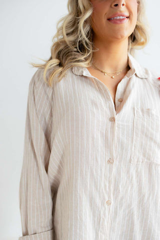 PERFECT LINEN STRIPE TOP (PUTTY) - Z SUPPLY