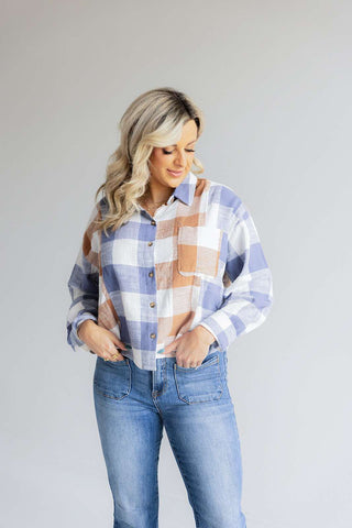 Gingham Plaid Cropped Flannel