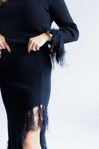 FEATHERED FRINGE (BLACK) SKIRT