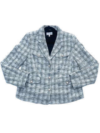 PLAID TWEED BLAZER (WHITE/BLACK)