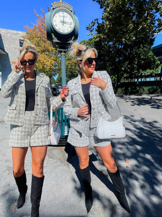 PLAID TWEED BLAZER (WHITE/BLACK)