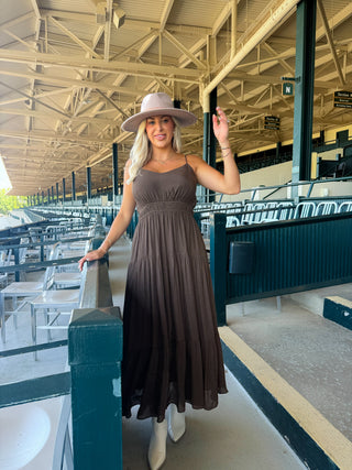 Eliana Tiered Dress (Brown)